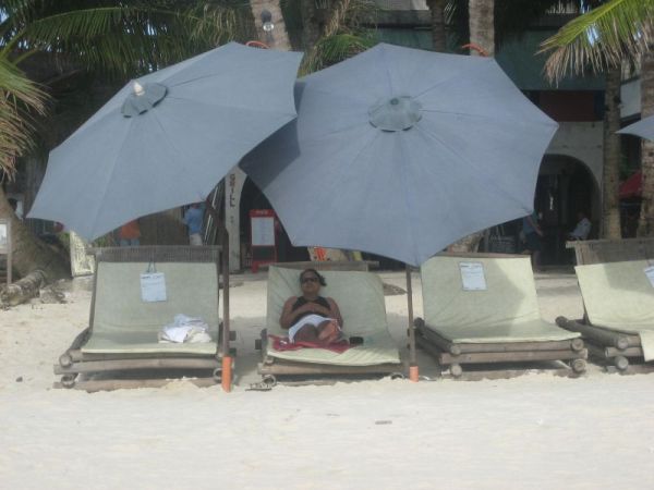 Napping on a beach chair in Boracay